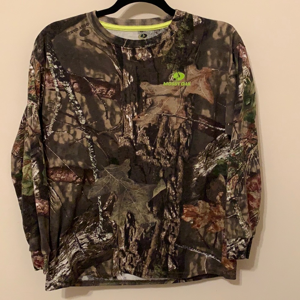 MOSSY OAK CAMOUFLAGE 3/4 SLEEVE YOUTH SHIRT SIZE LARGE